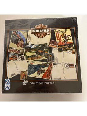 Harley-Davidson 500 Piece Puzzle 24 x 18 Postcard Travel 2004 FX Schmid 81347